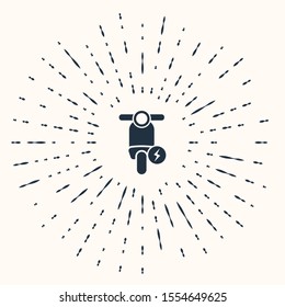 Grey Electric scooter icon isolated on beige background. Abstract circle random dots. Vector Illustration