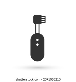 Grey Electric toothbrush icon isolated on white background.  Vector