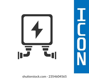 Grey Electric transformer icon isolated on white background.  Vector Illustration
