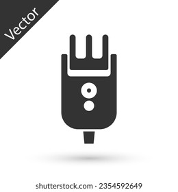 Grey Electrical hair clipper or shaver icon isolated on white background. Barbershop symbol.  Vector Illustration