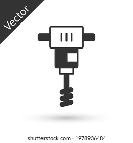 Grey Electrical hand concrete mixer icon isolated on white background. Handheld electric cement mixer.  Vector