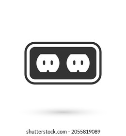 Icono de salida eléctrica gris aislado en fondo blanco. Toma de corriente. Símbolo de rosette.  Vector