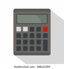 Grey electronic calculator icon. Flat illustration of grey electronic calculator vector icon for web isolated on white background