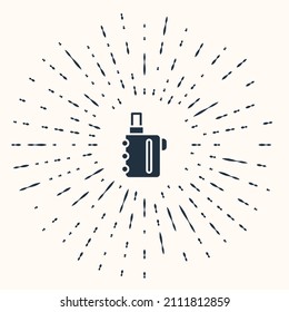 Grey Electronic cigarette icon isolated on beige background. Vape smoking tool. Vaporizer Device. Abstract circle random dots. Vector