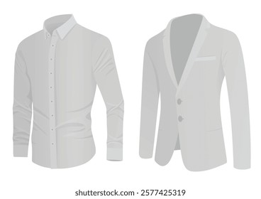 Grey  elegant suit and shirt. vector illustration