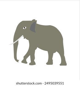 grey elephant flat design on white background