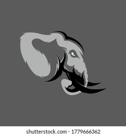 Grey elephant head vector template