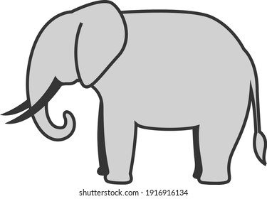 Grey elephant, illustration, vector on white background.