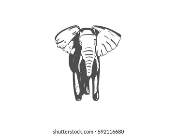 Grey elephant. Sketch. Logo