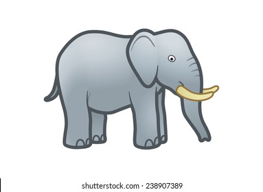 Grey elephant with tusks illustration