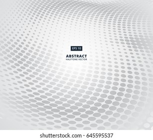 Grey ellipse halftone pattern in perspective on white background for abstract background concept vector