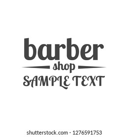 Grey emblem, logo, label for a barber shop, isolated on a white background. Vintage flat style, vector illustration.