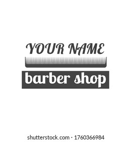 Emblema gris, logotipo, etiqueta para una barbería, aislado en un fondo blanco. Estilo plano vintage, ilustración vectorial.