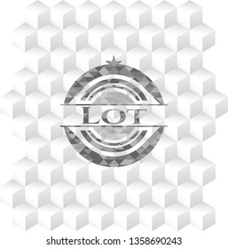 Lot grey emblem. Retro with geometric cube white background
