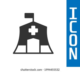 Grey Emergency Medical Tent Icon Isolated On White Background. Provide Disaster Relief.  Vector