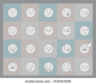 grey emoji vector flat set 