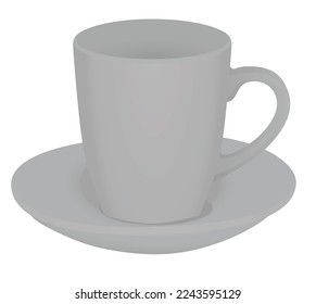 Grey  empty cup on white background, vector