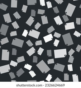 Grey Empty document icon isolated seamless pattern on black background. Checklist icon. Business concept.  Vector