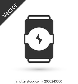 Grey Energy drink icon isolated on white background.  Vector
