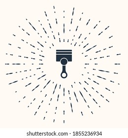 Grey Engine piston icon isolated on beige background. Car engine piston sign. Abstract circle random dots. Vector.