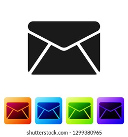 Grey Envelope icon isolated on white background. Email message letter symbol. Set icon in color square buttons. Vector Illustration