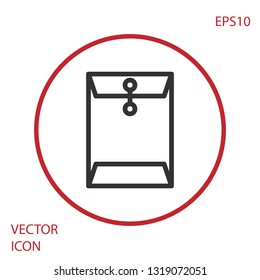 Grey Envelope icon isolated on white background. Email message letter symbol. Red circle button. Vector Illustration