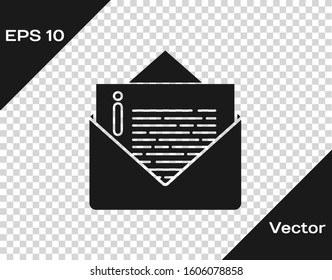 Grey Envelope icon isolated on transparent background. Email message letter symbol.  Vector Illustration