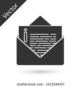 Grey Envelope icon isolated on white background. Email message letter symbol.  Vector Illustration