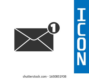 Grey Envelope icon isolated on white background. Received message concept. New, email incoming message, sms. Mail delivery service.  Vector Illustration