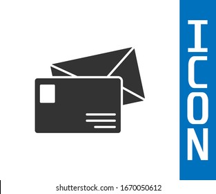 Icono sobre gris aislado en fondo blanco. Símbolo de carta de mensaje de correo electrónico. Ilustración vectorial
