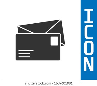 Icono sobre gris aislado en fondo blanco. Símbolo de carta de mensaje de correo electrónico. Ilustración vectorial