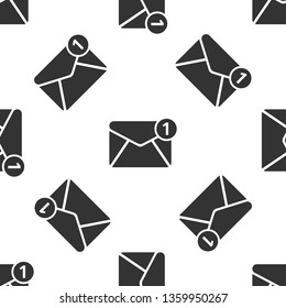 Grey Envelope icon isolated seamless pattern on white background. Received message concept. New, email incoming message, sms. Mail delivery service. Vector Illustration