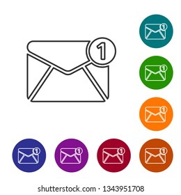 Grey Envelope line icon isolated on white background. Received message concept. New, email incoming message, sms. Mail delivery service. Vector Illustration