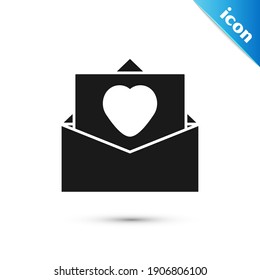 Grey Envelope with Valentine heart icon isolated on white background. Message love. Letter love and romance.  Vector