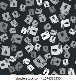 Grey EPS file document. Download eps button icon isolated seamless pattern on black background. EPS file symbol.  Vector Illustration