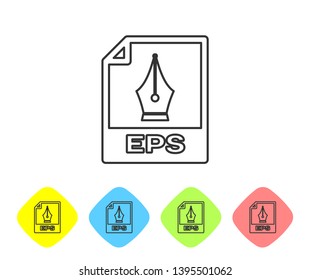 Grey EPS file document icon. Download eps button line icon isolated on white background. EPS file symbol. Set icon in color rhombus buttons. Vector Illustration