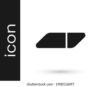 Borrador gris o icono de goma aislado en fondo blanco.  Ilustración vectorial