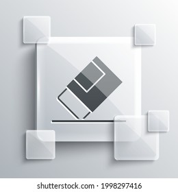 Graue Radiergummi oder Gummi Symbol einzeln auf grauem Hintergrund. Viereckige Glasplatten. Vektorgrafik