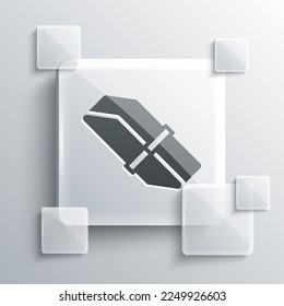 Grey Eraser or rubber icon isolated on grey background. Square glass panels. Vector