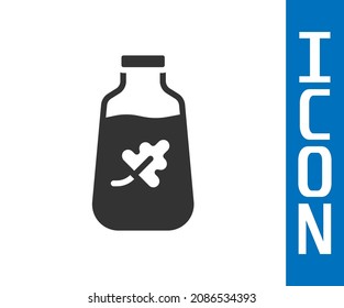 Grey Essential oil bottle icon isolated on white background. Organic aromatherapy essence. Skin care serum glass drop package.  Vector