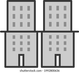 Grey estate buildings, illustration, on a white background.