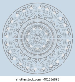 grey ethnic round design element on a gray background logo