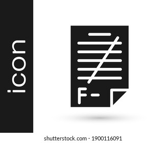 Grey Exam paper with incorrect answers survey icon isolated on white background. Bad mark of test results.  Vector Illustration