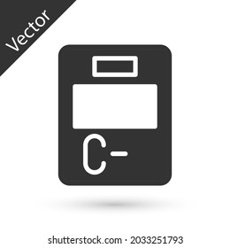 Grey Exam paper with incorrect answers survey icon isolated on white background. Bad mark of test results.  Vector