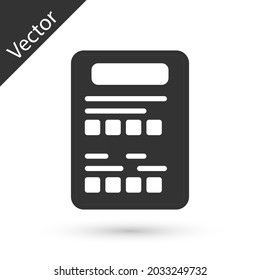 Icono de hoja de examen gris aislado en fondo blanco. Prueba, examen o concepto de encuesta. Prueba o examen escolar.  Vector