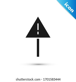 Grey Exclamation mark in triangle icon isolated on white background. Hazard warning sign, careful, attention, danger warning sign.  Vector Illustration