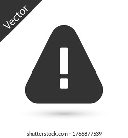 Grey Exclamation mark in triangle icon isolated on white background. Hazard warning sign, careful, attention, danger warning sign. Vector