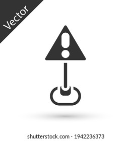 Grey Exclamation mark in triangle icon isolated on white background. Hazard warning sign, careful, attention, danger warning important sign. Vector