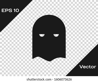 Grey Executioner mask icon isolated on transparent background. Hangman, torturer, executor, tormentor, butcher, headsman icon.  Vector Illustration
