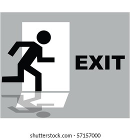 Grey exit sign icon